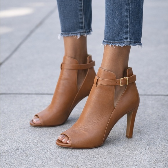 MICHAEL Michael Kors Shoes - MICHAEL Michael Kors Tan Heeled Peep Toe Booties